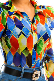 Honeycomb print blouse