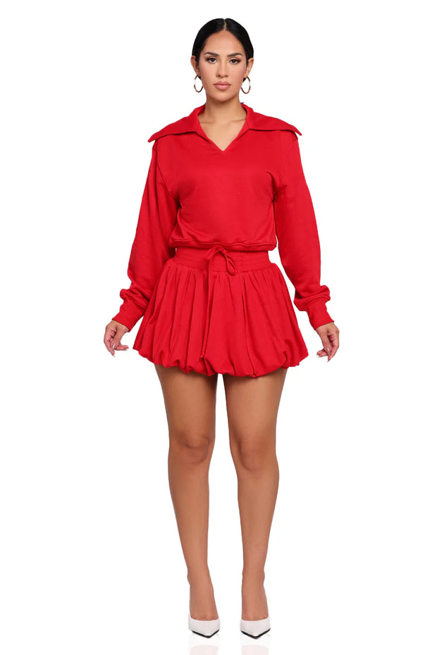 Red Bubble Skirt Set