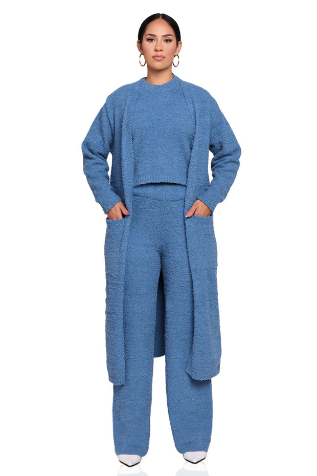 Blue Cozy Knit Lounge Set