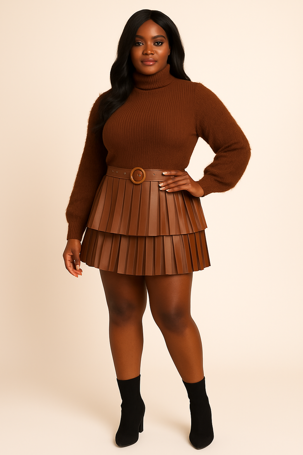 Fur Sleeve Brown Sweater