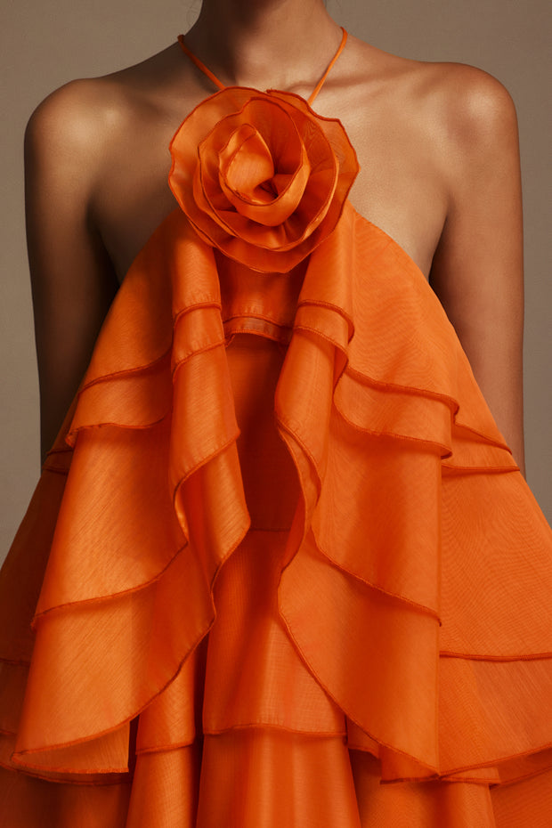 Orange bloom Maxi Dress