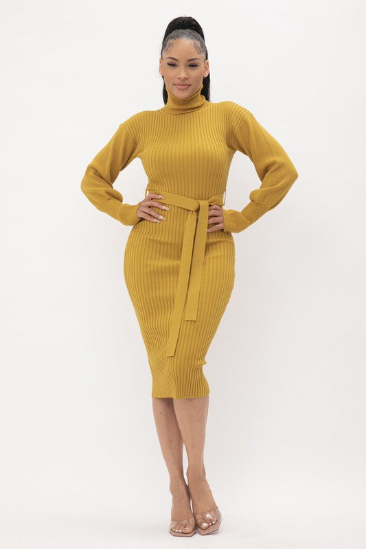 Mustard Turtleneck Dress