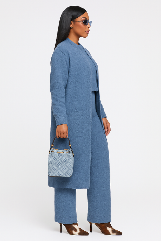 Blue Cozy Knit Lounge Set