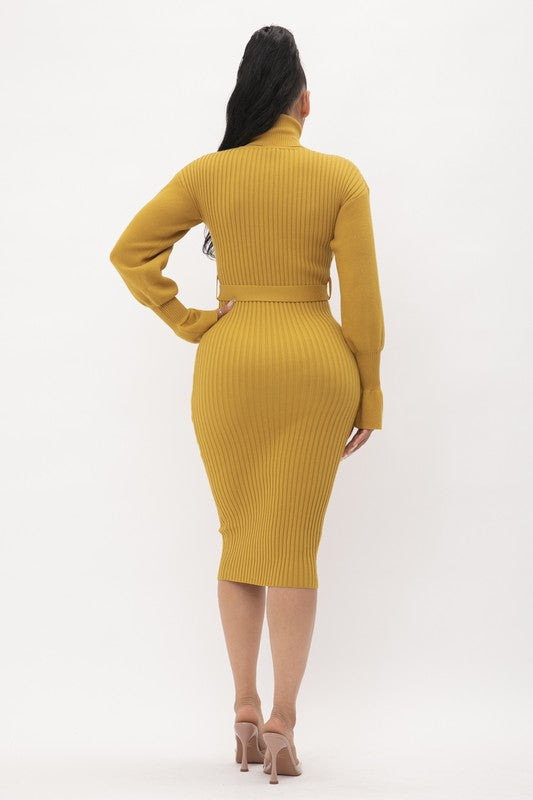 Mustard Turtleneck Dress