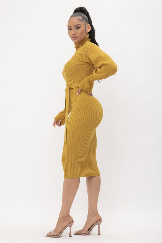 Mustard Turtleneck Dress