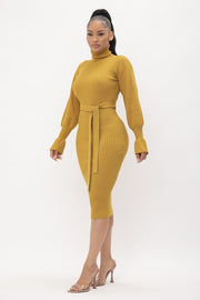 Mustard Turtleneck Dress