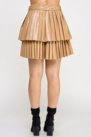  Chic Leather pleated Skirt