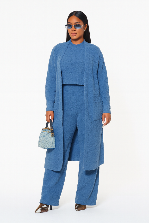 Blue Cozy Knit Lounge Set
