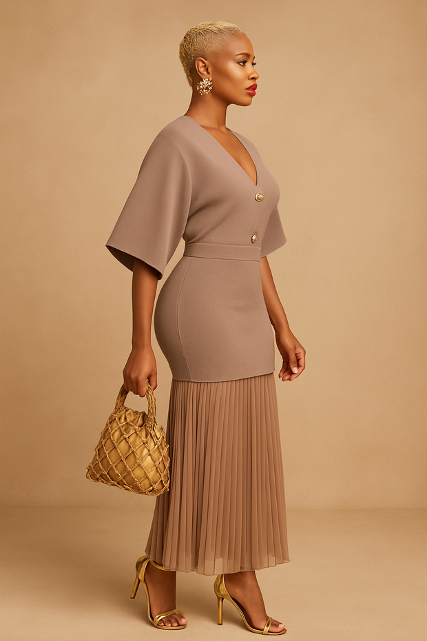 Mocha Poise Skirt Set