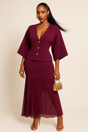 Burgundy Poise Skirt Set