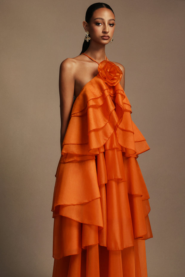 Orange bloom Maxi Dress