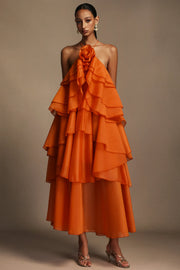 Orange bloom Maxi Dress
