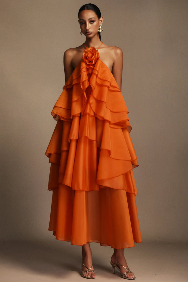 Orange bloom Maxi Dress