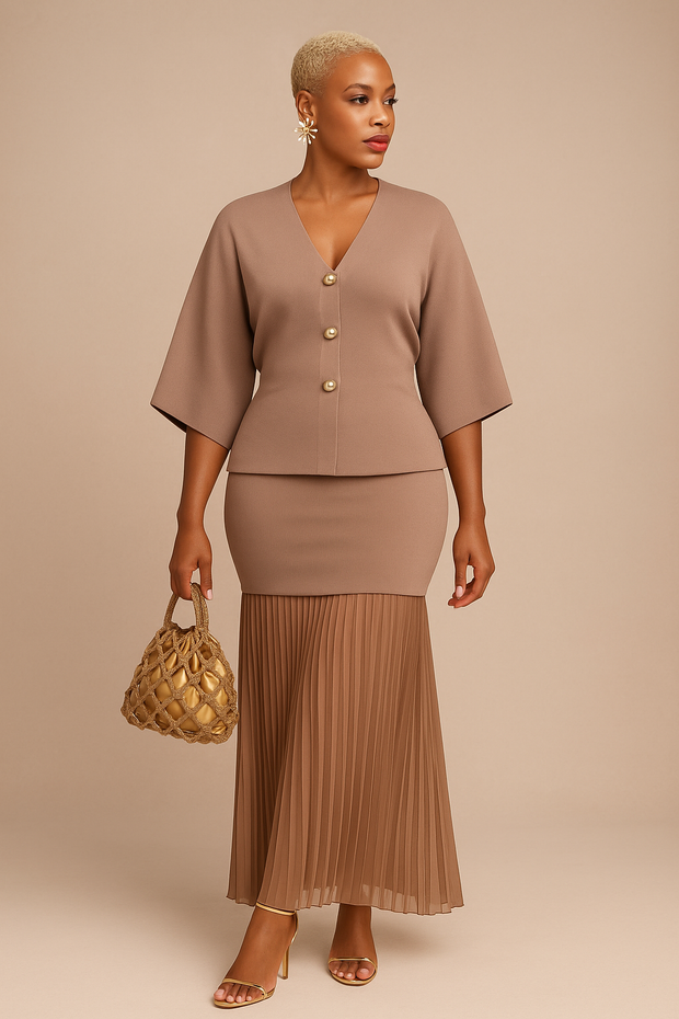 Mocha Poise Skirt Set