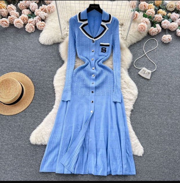 Sophie Knit Dress (Blue)