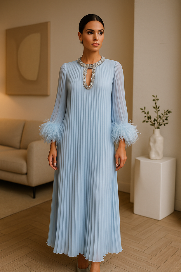 Blue Luxe pleated dress