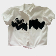 White rhinestone love blouse