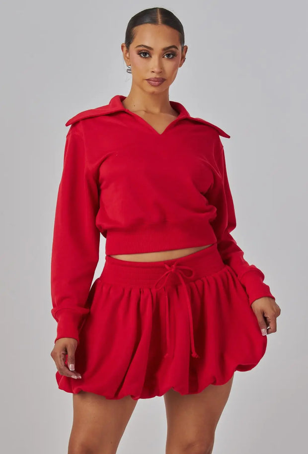Red Bubble Skirt Set