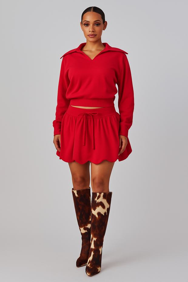 Red Bubble Skirt Set