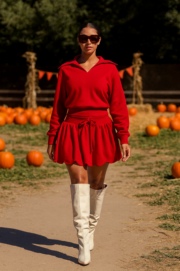 Red Bubble Skirt Set