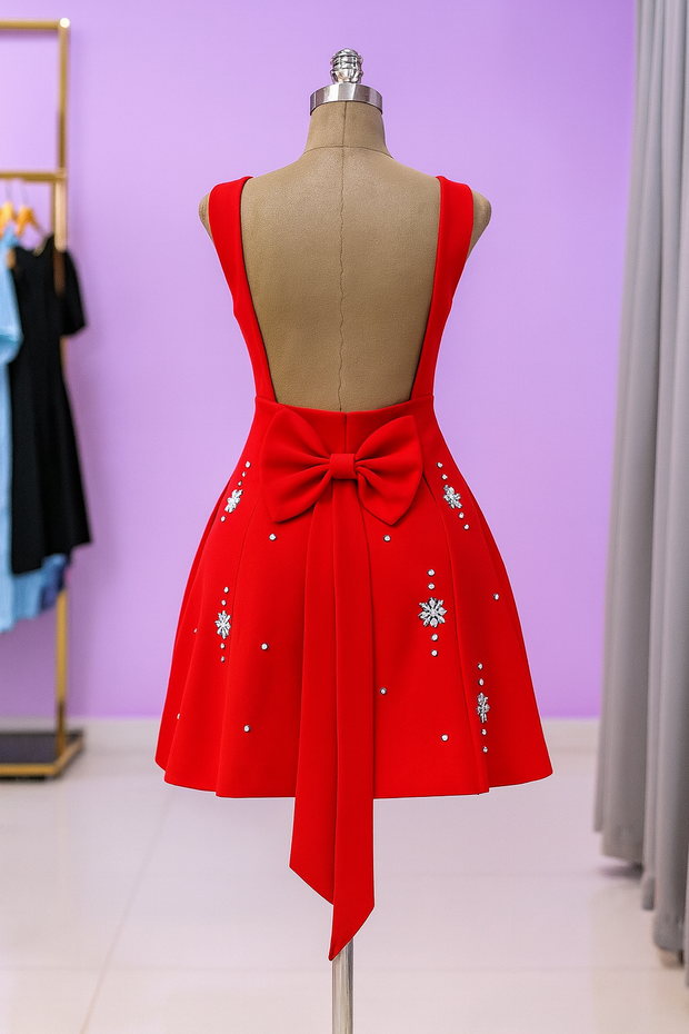 Crystal Red Bow Dress
