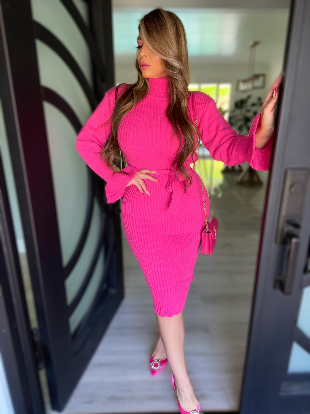 Pink Turtleneck Dress Small