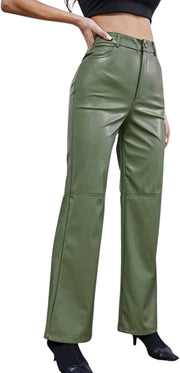 Modern Olive Leather Pants