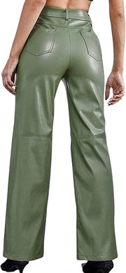 Modern Olive Leather Pants