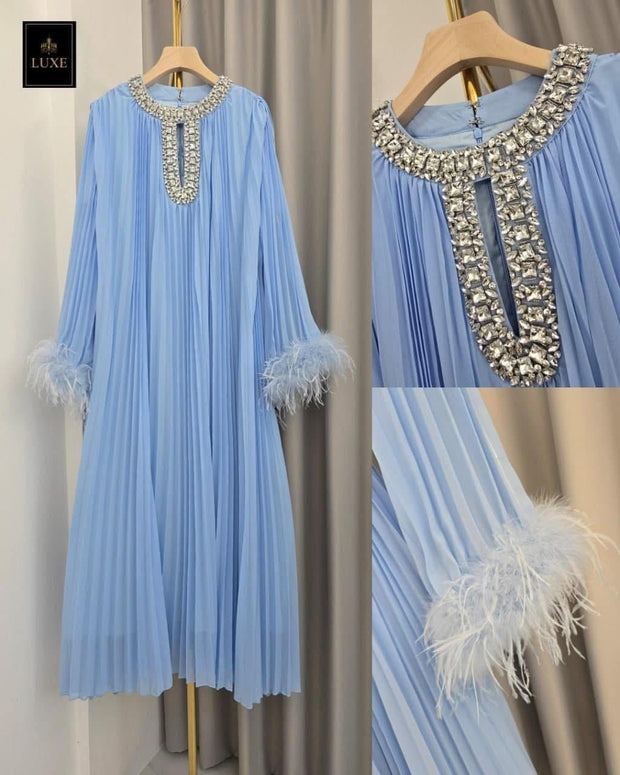 Blue Luxe pleated dress