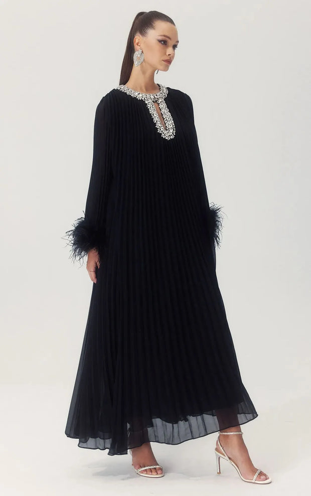 Black Luxe pleated dress