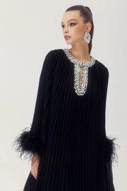 Black Luxe pleated dress