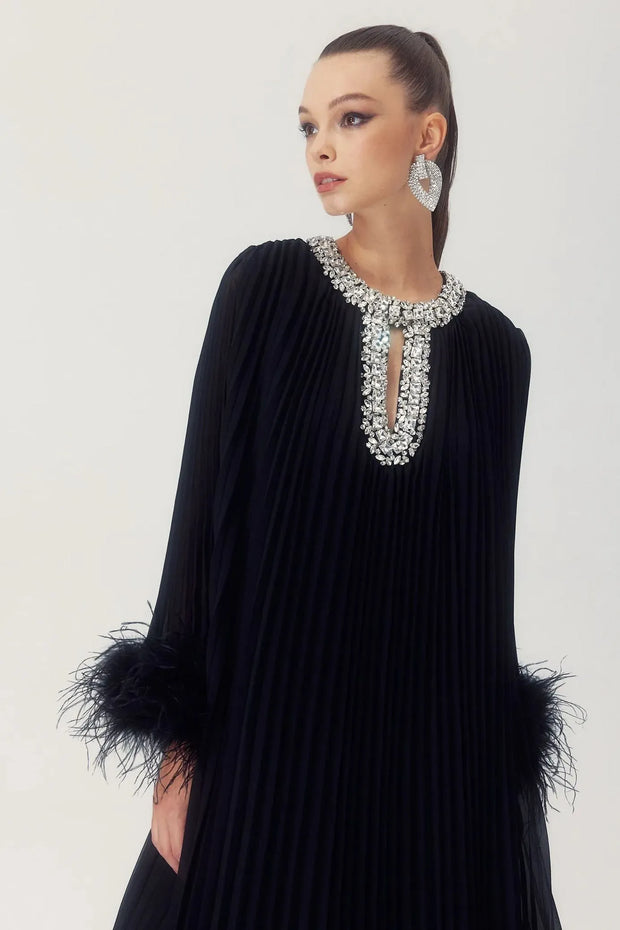 Black Luxe pleated dress