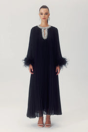 Black Luxe pleated dress