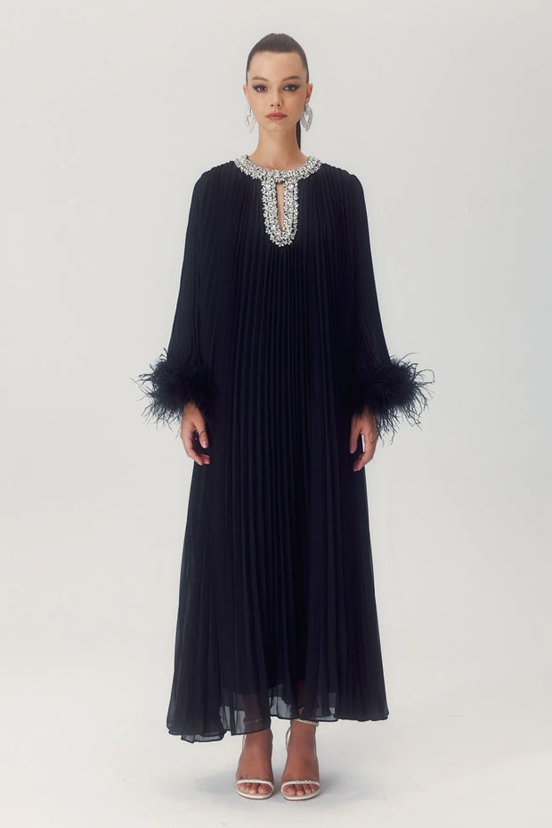 Black Luxe pleated dress