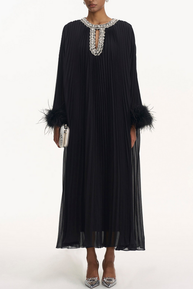 Black Luxe pleated dress