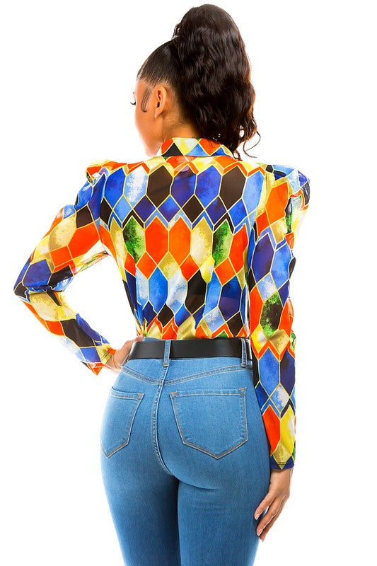 Honeycomb print blouse