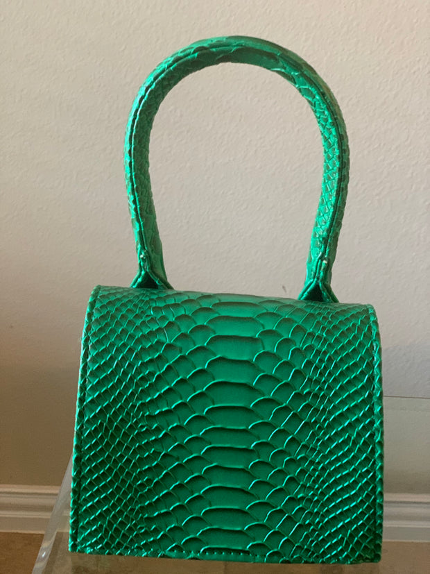 Green croc mini purse