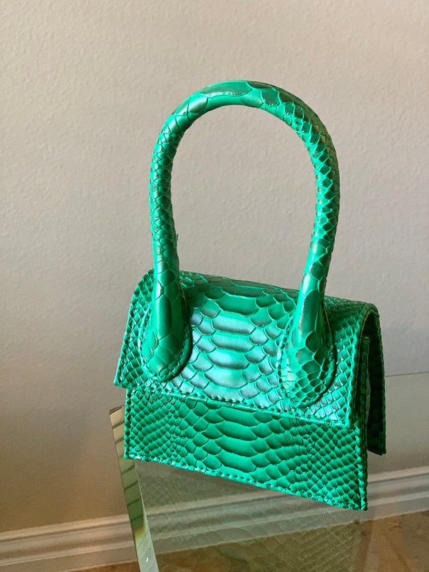 Green croc mini purse